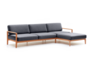 Loungesofa Linera, breit mit Liegeteil rechts, Wollstoff Kaland Schiefer, Buche