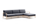 Loungesofa Linera, breit mit Liegeteil rechts, Wollstoff Kaland Schiefer, Esche