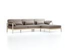 Loungesofa Linera, breit mit Liegeteil rechts, Wollstoff Tano Natur (79), Esche