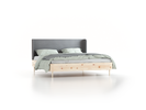 Bett Tonda mit Polsterbetthaupt, 180 x 210 cm, Wollstoff Stavang Kiesel (62), Zirbe