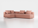 Ecksofa Sereno mit Schlaffunktion inkl. 4 Kissen (70x55 cm), Bodennah, B 300 x T180 cm, Eckteil links, mit Bezug Wollstoff Elverum Ziegel (85), Buche