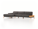 Lounge-Sofa Alani, B 340 x T 179 cm, Liegeteil links, Sitzhöhe in cm 44, mit Bezug Wollstoff Elverum Mocca (73), Buche