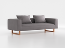 3er-Sofa Sereno B 235 x T 96 cm, inkl. 2 Kissen (70x55 cm), Kufenfuß, mit Bezug Wollstoff Stavang Kiesel (62), Buche