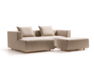 Hocker Sereno mit Bezug Wollstoff Tano Natur Hell, Buche