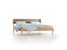 Bett Alwy mit Polsterbetthaupt, 200 x 200 cm, Wollstoff Elverum Haselnuss (74), Buche