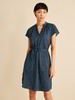 Kleid Raffung, sprenkeldruck navy