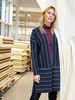 Lange Strickjacke-Gestreift, streifen ivy & Rollkragen-Shirt, aubergine