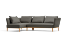 Lorea Ecksofa, Buche, mit Bezug Wollstoff Kaland Mocca