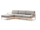 Loungesofa Linera, breit mit Liegeteil links, Wollstoff Tano Natur, Esche