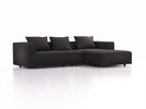 Lounge-Sofa Sereno, bodennah, B297xT180xH71 cm, Sitzhöhe 43 cm, mit Liegeteil rechts inkl. 3 Kissen (70x55 cm), Eiche, Wollstoff Stavang Schiefer