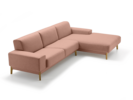 Lounge-Sofa Alani Liegeteil inkl. fixer Armlehne rechts, Eiche, mit Bezug Leinenstoff Lino Zimt