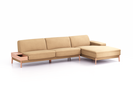 Lounge-Sofa Alani Liegeteil inkl. fixer Armlehne rechts, 340x179x82 cm, Sitzhöhe 44 cm, Buche, mit Bezug Wollstoff Elverum Haselnuss
