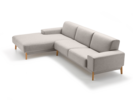 Lounge-Sofa Alani, Liegeteil links, Sitzhöhe in cm 44, mit Bezug Wollstoff Tano Natur, Buche