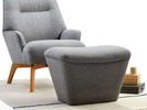 Hocker Coppini & Fauteuil Coppa, Wollstoff Elverum Mocca