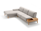 Lounge-Sofa Alani, Liegeteil links, Sitzhöhe in cm 44, mit Bezug Wollstoff Tano Natur, Buche