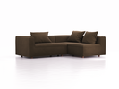 Ecksofa Sereno, bodennah, B246xT180xH71 cm, Sitzhöhe 43 cm, mit Liegeteil rechts, inkl. 3 Kissen (70x55 cm), Buche, Wollstoff Kaland Torf