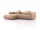 Lounge-Sofa Sereno, bodennah, B267xT180xH71 cm, Sitzhöhe 43 cm, mit Liegeteil links inkl. 2 Kissen (70x55 cm), Buche, Wollstoff Kaland Haselnuss
