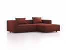 Lounge-Sofa Sereno, bodennah, B267xT180xH71 cm, Sitzhöhe 43 cm, mit Liegeteil rechts inkl. 2 Kissen (70x55 cm), Eiche, Wollstoff Kaland Ziegel