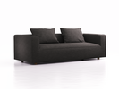 3er Sofa Sereno, bodennah, B235xT96xH71cm, Sitzhöhe 43 cm, inkl. 2 Kissen (70x55 cm), Eiche, Wollstoff Stavang Schiefer