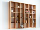 Bücherschrank Rousseau, Breite 311 x Höhe 254 cm, Set mit 6 Fächer, Eiche