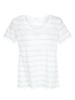 Shirt Kurzarm Weiß mit Schiefer geringelt Vorderansicht