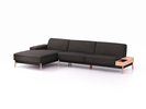 Lounge-Sofa Alani Liegeteil inkl. fixer Armlehne links, 179x340x82 cm, Sitzhöhe 44 cm, Buche, mit Bezug Wollstoff Stavang Schiefer