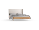 Bett Tonda, mit hohem Polsterbetthaupt, 180 x 200, Wollstoff Tano Natur Hell (80), Buche