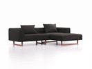 Lounge-Sofa Sereno, B267xT180xH71 cm, Sitzhöhe 43 cm, mit Liegeteil rechts inkl. 2 Kissen (70x55 cm), Kufenfuß Buche, Wollstoff Stavang Schiefer