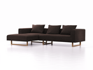 Lounge-Sofa Sereno, B297xT180xH71 cm, Sitzhöhe 43 cm, mit Liegeteil links inkl. 3 Kissen (70x55 cm), Kufenfuß Eiche, Wollstoff Stavang Torf