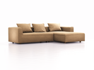 Lounge-Sofa Sereno, bodennah, B297xT180xH71 cm, Sitzhöhe 43 cm, mit Liegeteil rechts inkl. 3 Kissen (70x55 cm), Eiche, Wollstoff Elverum Haselnuss