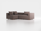 Ecksofa Sereno mit Liegeteil, inkl. 3 Kissen (70 x 55 cm), Liegeteil links, B 246 x T 180 cm, Bodennah, mit Bezug Wollstoff Tano Natur Dunkel (81), Buche