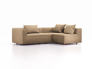 Ecksofa Sereno, bodennah, B246xT180xH71 cm, Sitzhöhe 43 cm, mit Liegeteil rechts, inkl. 3 Kissen (70x55 cm), Buche, Wollstoff Stavang Sand