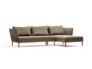 Lorea Lounge-Sofa, Liegeteil rechts, Buche, mit Bezug Wollstoff Kaland Torf