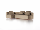 Ecksofa Sereno mit Schlaffunktion inkl. 3 Kissen (70x55 cm), Bodennah, B 300 x T 150 cm, Eckteil links, mit Bezug Wollstoff Stavang Sand (66), Buche