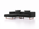 Lounge-Sofa Sereno, B267xT180xH71 cm, Sitzhöhe 43 cm, mit Liegeteil links inkl. 2 Kissen (70x55 cm), Kufenfuß Buche, Wollstoff Kaland Mocca