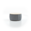 Sofatisch/Hocker Tambor mit Stauraum u. Holzdeckel, H 34,3 cm, Ø 64 cm, Bezug Wollstoff Kaland Kiesel (68), Esche