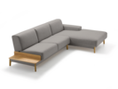 Lounge-Sofa Alani Liegeteil inkl. fixer Armlehne rechts, Eiche, mit Bezug Leinenstoff Lino Schiefer