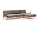 Loungesofa Linera, breit mit Liegeteil rechts, Wollstoff Stavang Torf, Buche