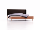 Bett Tonda mit Polsterbetthaupt, Wollstoff Stavang Torf, Breite 200 cm x Länge 200 cm, Buche, Fußhöhe 17,5 cm