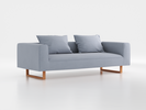 3er-Sofa Sereno B 235 x T 96 cm, inkl. 2 Kissen (70x55 cm), Kufenfuß, mit Bezug Wollstoff Elverum Blaugrau (83), Buche