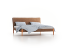 Bett Lorea mit Polsterbetthaupt, 200 x 210 cm, Wollstoff Stavang Haselnuss (65), Buche