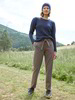 Pullover, blau camel melange & Hose, fischgrat indigo