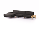 Lounge-Sofa Alani Liegeteil inkl. fixer Armlehne links, 179x340x82 cm, Sitzhöhe 44 cm, Eiche, mit Bezug Wollstoff Stavang Schiefer