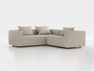 Ecksofa Sereno  inkl. 3 Kissen (70x55 cm), Eckteil links, B 246 x T 235 cm, Bodennah, mit Bezug Wollstoff Tano Natur Hell (80), Eiche