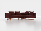 Ecksofa Sereno mit Liegeteil, inkl. 4 Kissen (70x55 cm), Liegeteil rechts, B 276 x T 180 cm, Kufenfuß, mit Bezug Wollstoff Kaland Ziegel (72), Buche