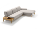 Lounge-Sofa Alani, Liegeteil rechts, Sitzhöhe in cm 44, mit Bezug Wollstoff Tano Natur, Eiche