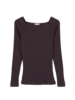 Langarmshirt aus Bio Baumwolle, ringel aubergine