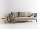 Lorea 3er-Sofa in Eiche, mit Bezug Leinenstoff Lino Flachs