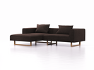 Lounge-Sofa Sereno, B267xT180xH71 cm, Sitzhöhe 43 cm, mit Liegeteil links inkl. 2 Kissen (70x55 cm), Kufenfuß Eiche, Wollstoff Stavang Torf
