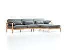 Loungesofa Linera, breit mit Liegeteil rechts, Wollstoff Elverum Mocca (73), Buche